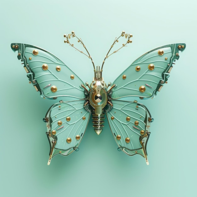butterfly on mint background