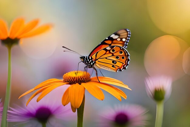 A butterfly on an orange flower