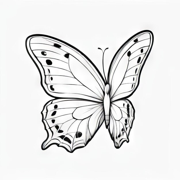 Photo butterfly outline black and white cute coloring book