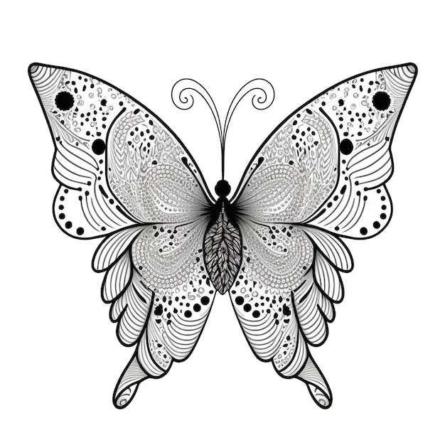 Butterfly outline illustration for coloring book page Coloring card for kids and adults Generative A