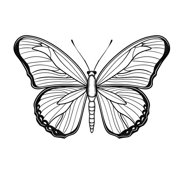 Butterfly outline with linear flat details Coloring page