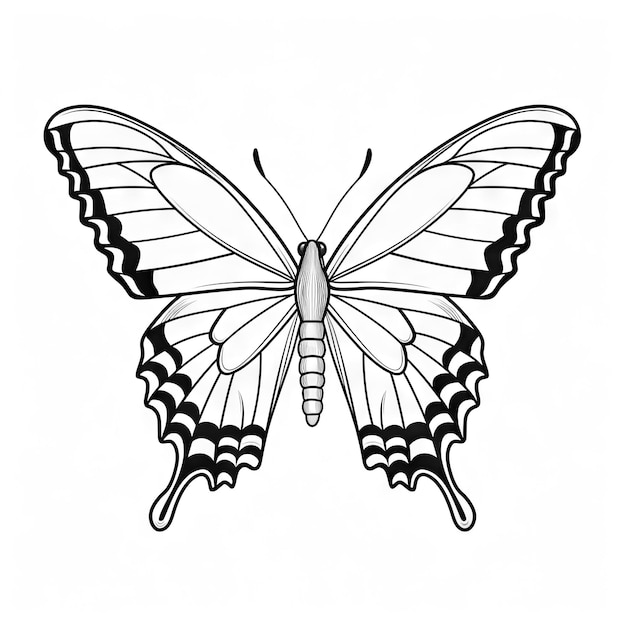 Butterfly outline with linear flat details Coloring page