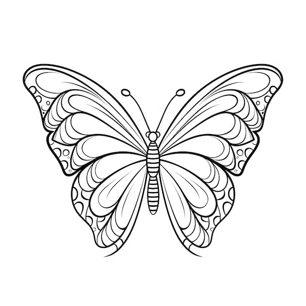 butterfly outline with linear flat details coloring page