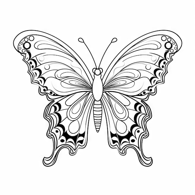 Butterfly outline with linear flat details Coloring page