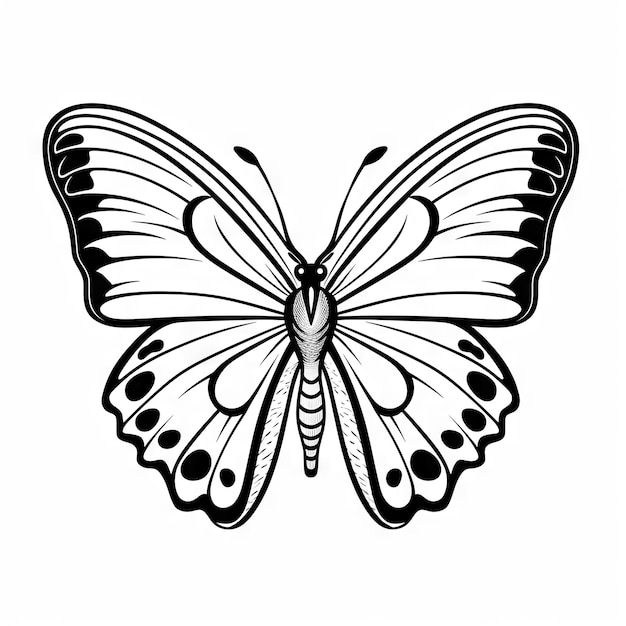 Foto contorno di farfalla con dettagli piatti lineari pagina da colorare
