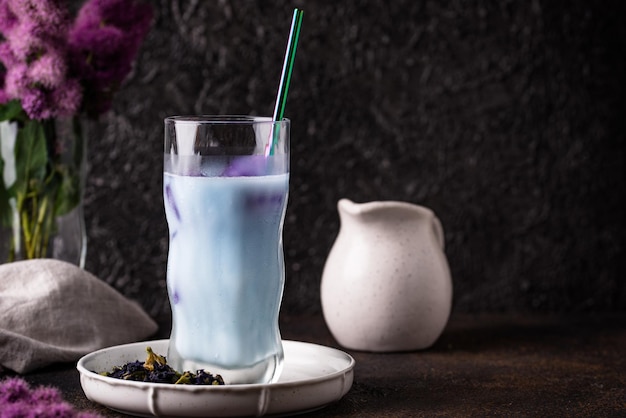 Butterfly pea blue tea with milk