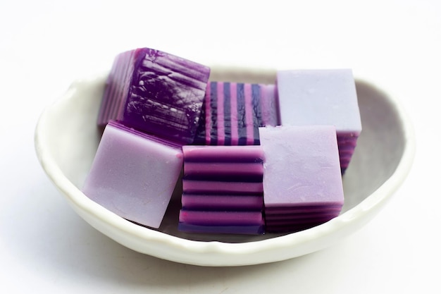 Butterfly pea and coconut milk jelly