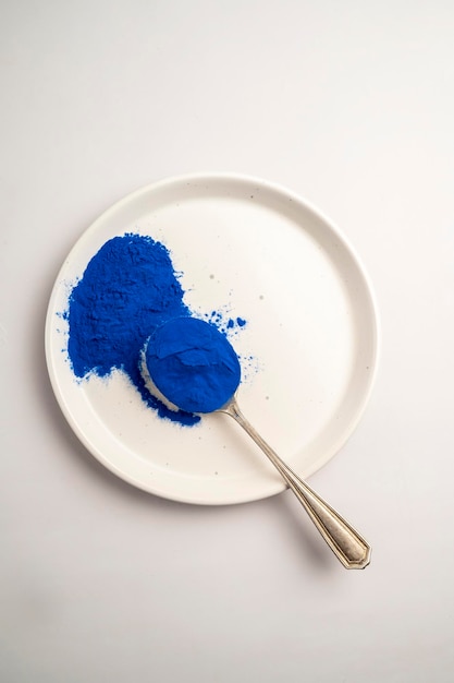 Butterfly pea flower powder or blue matcha top view