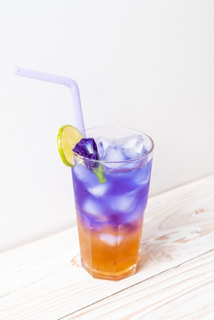 Butterfly pea juice with honey and lime