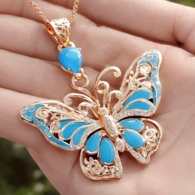 蝶のペンダントのデザイン