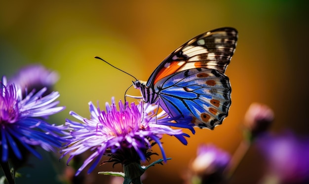 Butterfly Perching on a Purple Flower