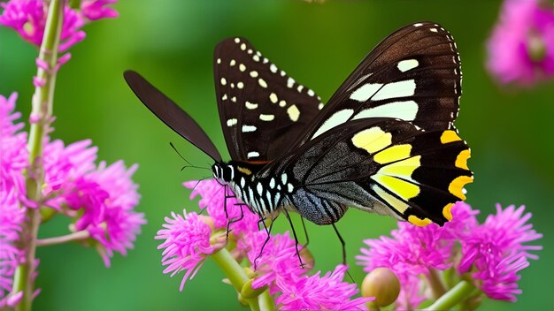 単語「蝶」が付いたピンク色の花の蝶