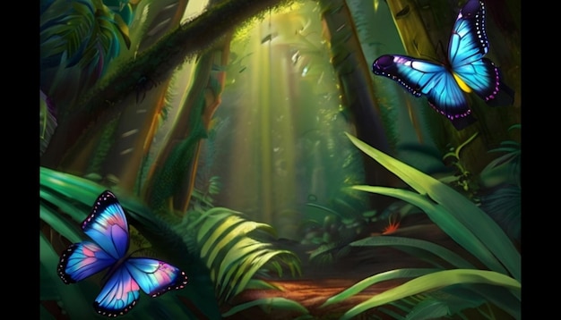 Photo butterfly in rain forest cinematic look