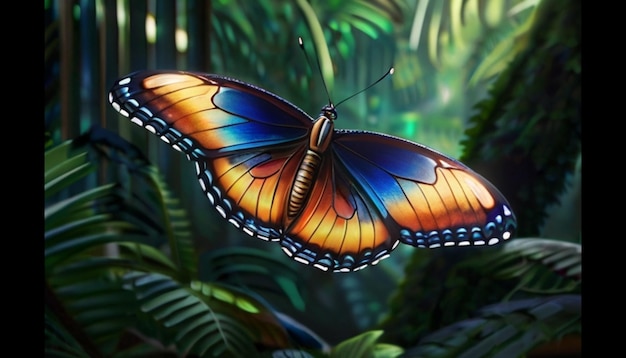 Photo butterfly in rain forest cinematic look