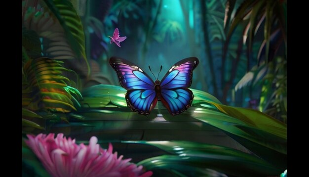 Photo butterfly in rain forest cinematic look