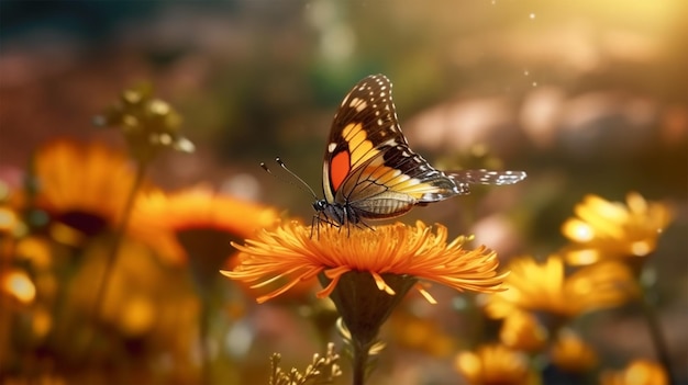 butterfly ride in beautiful garden during sunset