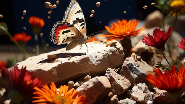 butterfly on the rock High definition photography creative background wallpaper