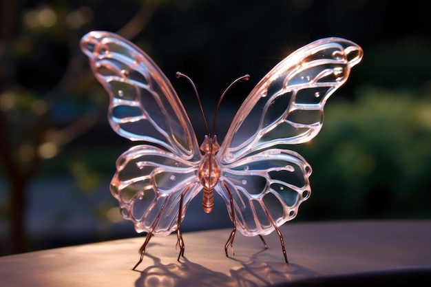 A butterfly sculpture made by the artist.