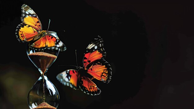 Photo butterfly in the shape of an hourglass generative ai