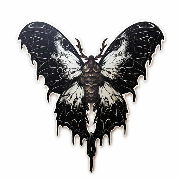 Photo butterfly shaped metal wall art with black and white wings generative ai