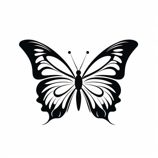 Butterfly silhouette on white background with black and white design generative ai