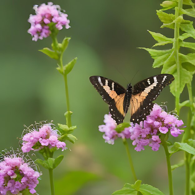 Photo a butterfly sits on a purple flower in the woods