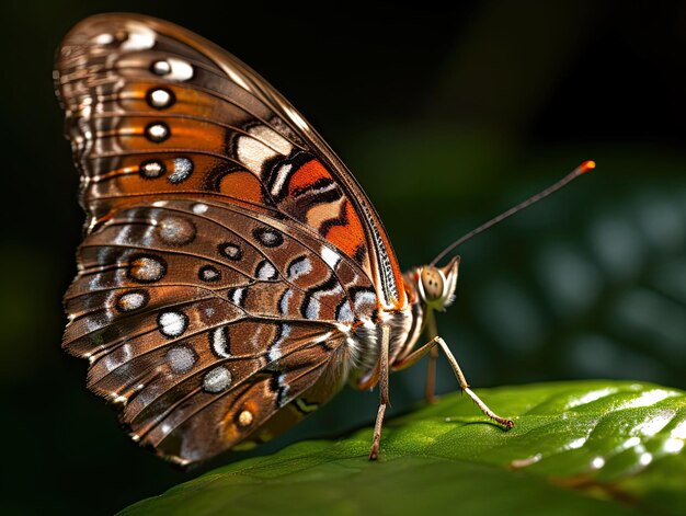 A butterfly sitting on a leaf with its wings open Generative Ai