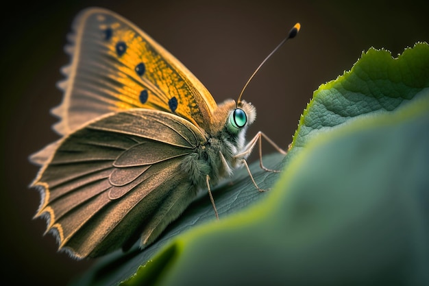 A butterfly sitting on a leave