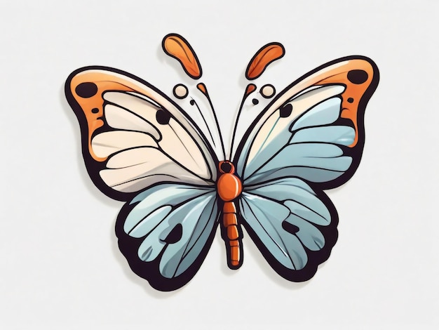 Photo butterfly sticker bookmark cute cartoon hand drawn style vector drawing