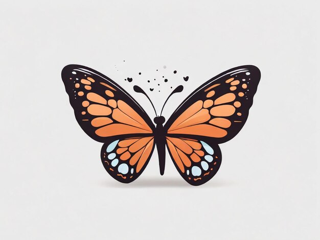 Butterfly Sticker Bookmark Cute cartoon Hand drawn style Vector drawing