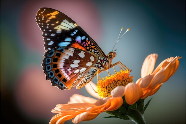 Butterfly sucking nectar from flowers close up butterfly on a flower