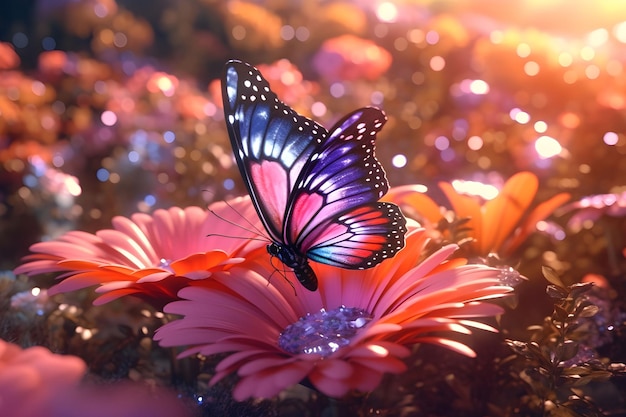 Photo a butterfly on sunflower with blurry background nature stock image of a closeup insect