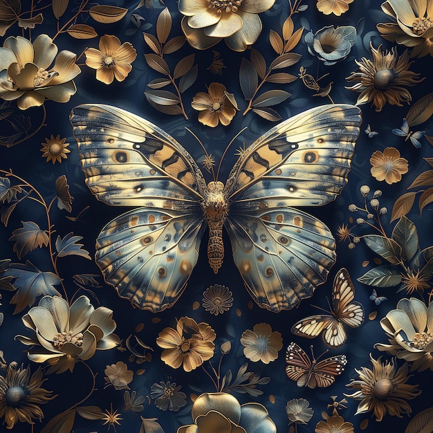бабочка на синем фоне
