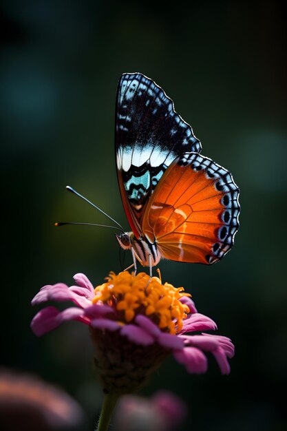 A butterfly that is on a flower