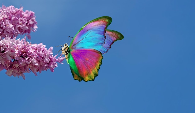 A butterfly that is flying in the sky