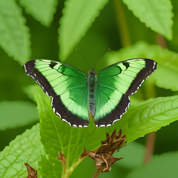 Photo a butterfly that is on a green leaf