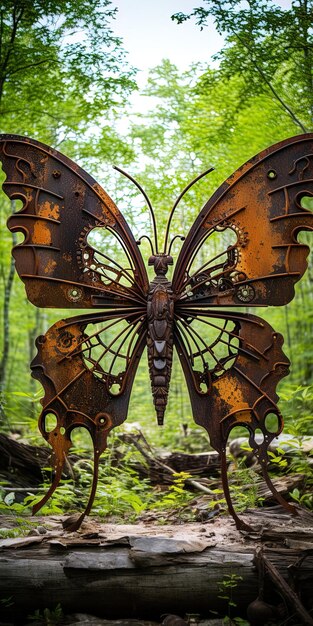 Photo a butterfly that is on a metal object