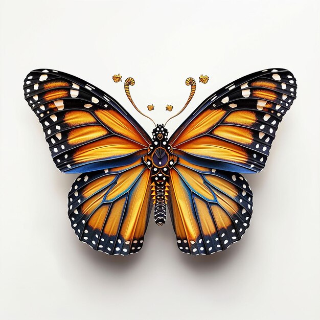 a butterfly that is on a white background