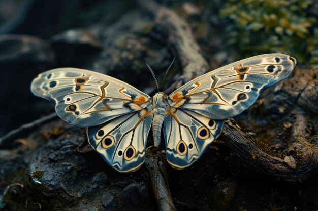 Photo butterfly of the true silkworm family