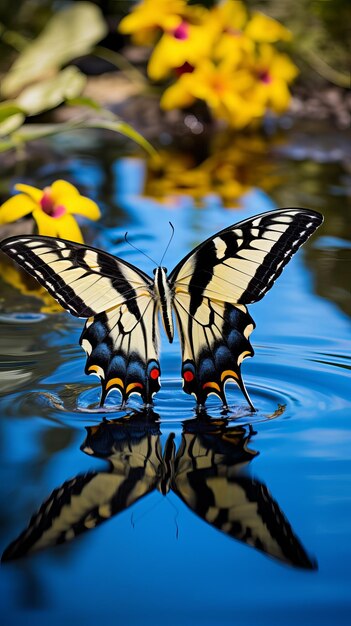 Photo butterfly in the water