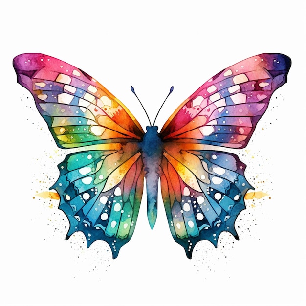 アーティスト ミシェル・モールトンによる蝶の水彩画 ジェネレーティブ AI