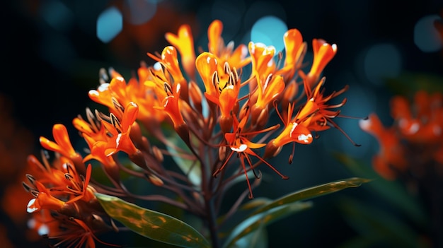 Butterfly Weed flower Realistic neon color AI Generated image