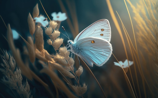 A butterfly on a wheat field