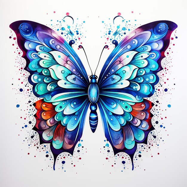 Butterfly Whimsy Tattoo Design of Illustrative Watercolor Butterfly