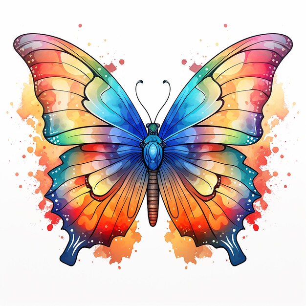 Photo butterfly whimsy tattoo design of illustrative watercolor butterfly