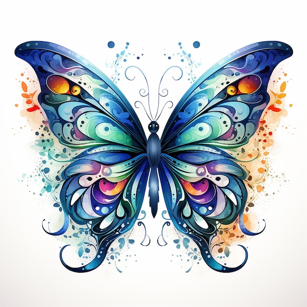 Butterfly Whimsy Tattoo Design van illustratieve aquarel vlinder