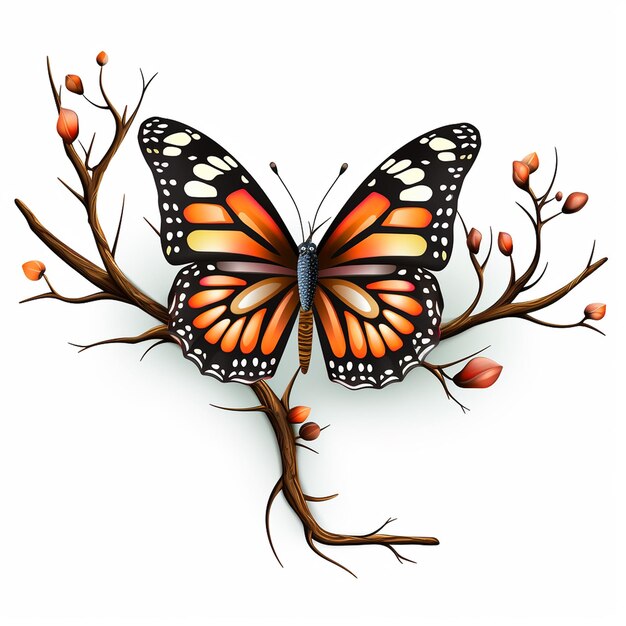 Бабочка на белом фоне Деликатная красота
