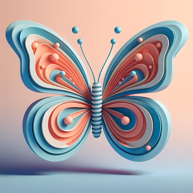 butterfly with 3d effect with flat color background