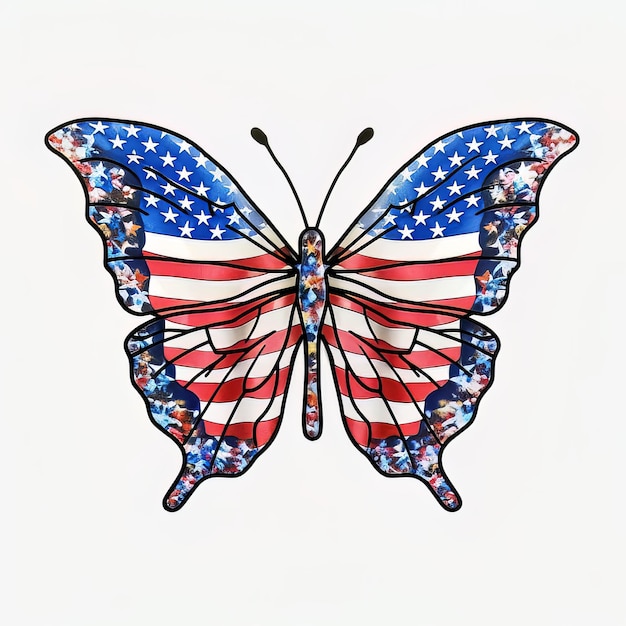 Foto una farfalla con la bandiera americana sopra