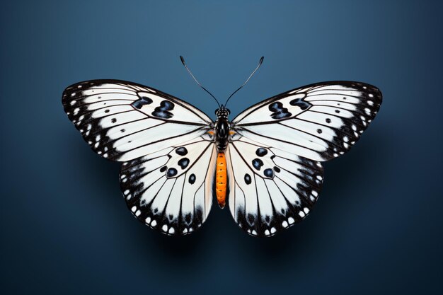 A butterfly with black spots on its wings